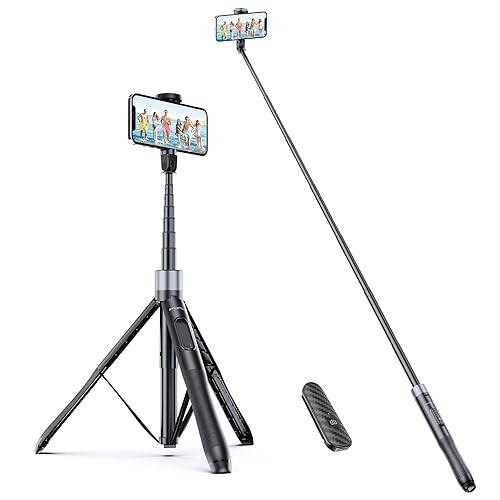 ATUMTEK 60'' Perche à Selfie, Trépied pour Téléphone Extensible Tout en Un avec Télécommande Bluetooth, Rotation 360° pour iPhone et Téléphone Android, Selfies, Vidéos, TikTok, Streaming en Direct - 1.5m - Noir