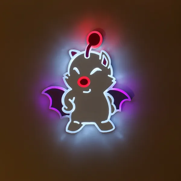 Moogle Sign , Neon like, Final fantasy moogle Light , Wall decor, night light, edge Lit LED, fan Final Fantasy art