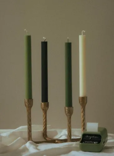 ribbed taper beeswax candle