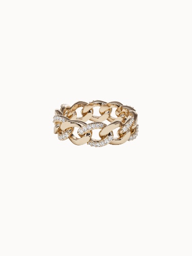 Pavé Solid Gold Chain Ring - M 1/2 (US 6.75)