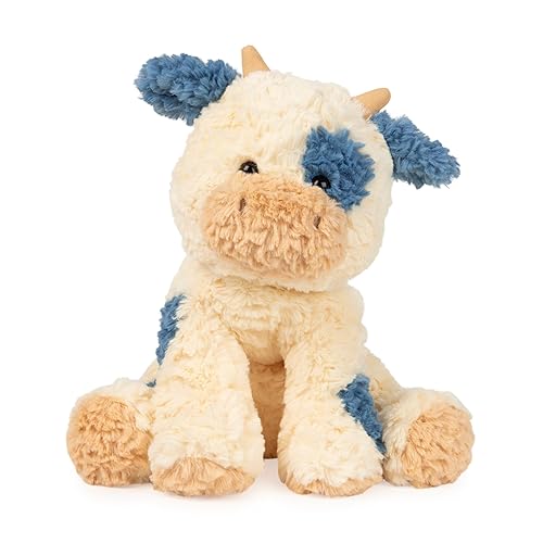 GUND Cozys Collection Cow, Stuffed Animal for Ages 1 and Up, Spring Decor Plush Toy, Cream/Blue, 10” - Cow