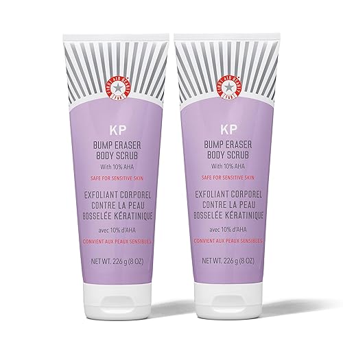 First Aid Beauty - KP Bump Eraser Body Scrub with 10% AHA, Keratosis Pilaris Skin Exfoliater with Glycolic and Lactic acids, Helps Reduce Chicken Skin Bumps, Safe for Sensitive Skin, 8 oz, 2ct - 8 Ounce (Pack of 2)