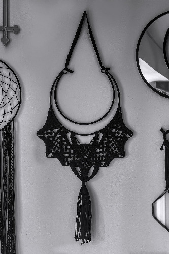 Bat Macrame Wall Decor | One Size / Black / 38% Polyester 36% Cotton 20% Viscose 6% Acrylic