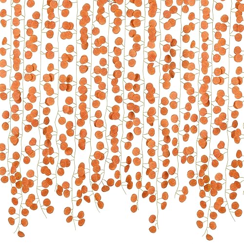 DearHouse 86 Feet 12 Strands Artificial Eucalyptus Leaf Plants Fall Garland Vine Hanging Eucalyptus Garland Thanksgiving Decor for Home Kitchen Wedding Wall Decor - 12pcs Fall Eucalyptus Vine