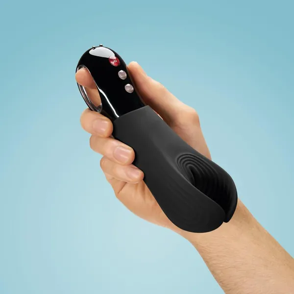 Fun Factory Manta Rechargeable Vibrating Male Stroker for Men - Black by Condomania.com