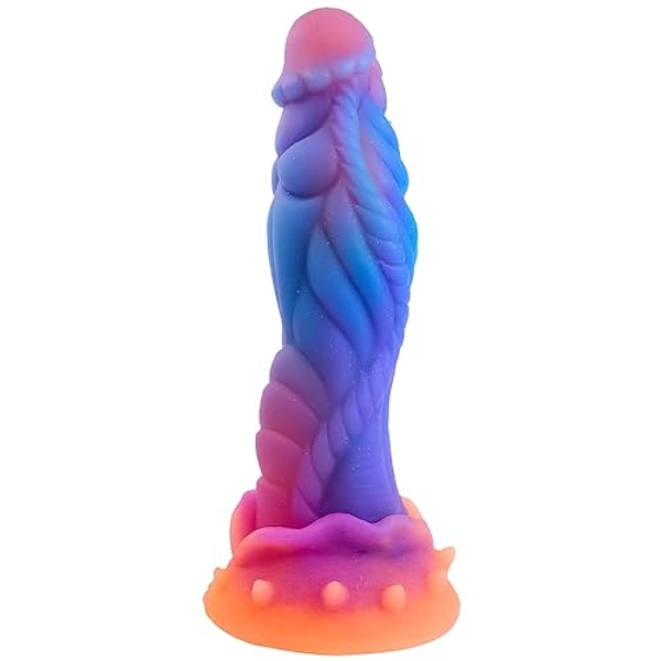 Realistic Monster Dildo, Silicone Anal Dildos with Strong Suction Cup for Hands-Free and Anal Play, G-spot Stimulator Anal Sex Toys for Women and Men, 9.5 (Blue)