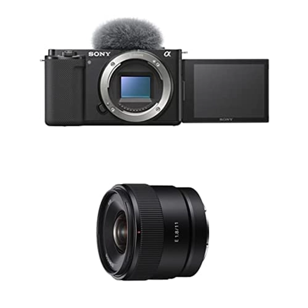 Sony Alpha ZV-E10 - APS-C Interchangeable Lens Mirrorless Vlog Camera - Black w/E 11mm F1.8 APS-C Ultra-Wide-Angle Prime for APS-C Cameras