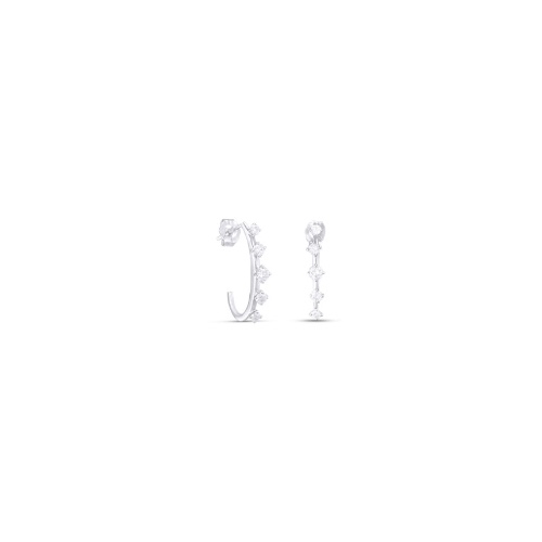 14K Gold Hoops With Diamonds - 14K White Gold