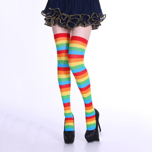 Bright Rainbow Striped Stockings Collection | Rainbow socks long tube / One size