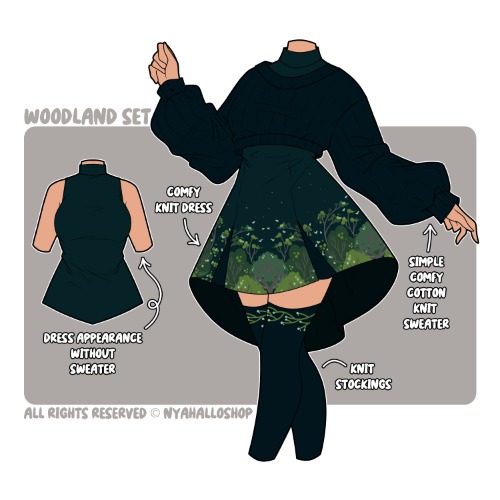 [PRE-SAMPLE PRE-ORDER] Woodland Knit Set | Cropped sweater + sleeveless sweater dress + knit socks (FULL SET)
