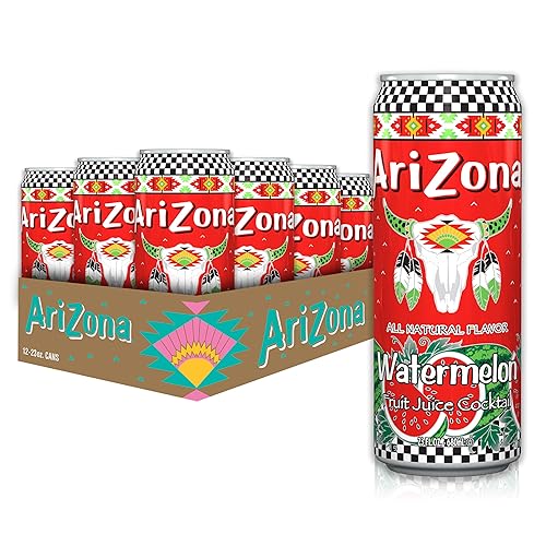 AriZona Watermelon - Fruit Juice Cocktail Big Can, 22 Fl Oz (Pack of 12) - Watermelon - 23 Fl Oz (Pack of 12)