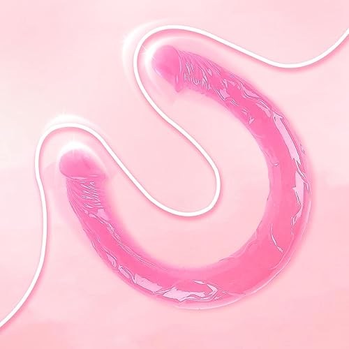 16.5 Inches Pink Translucent Both Ends Play Silicone Strong Suction Cup for Hands-Free Realistic Classic Wand, Suitable for Female - yWbox57-52