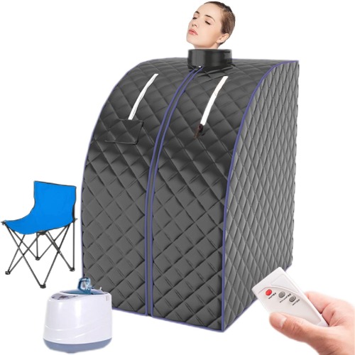 Portable Sauna, Personal Steam Sauna for Home with Remote Control, Indoor Sauna Tent for Relax at Home with Folding Chair and Steam Pot