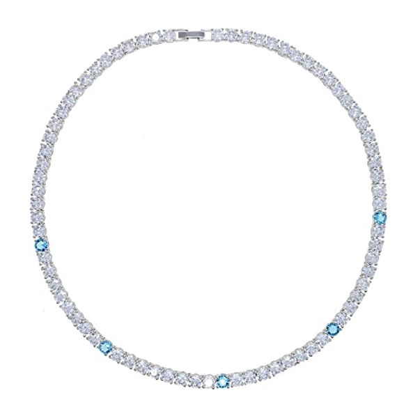 RONALREL 14K Moissanite Diamond Tennis Chain Necklace - Sapphire Stone for Women, 16" or 18" Available, Best Gift for Mom