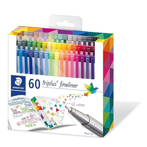 STAEDTLER 334 C60 triplus fineliner 60 brilliant colours - 0.3mm line width - 60 count (Pack of 1) - Standard Packaging - Assorted