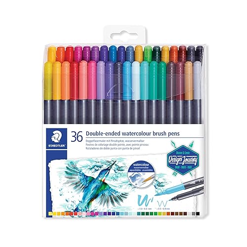 STAEDTLER 3001 TB36 ST Double-Ended Watercolour Brush Pen, 1 Count (Pack of 1), Multicolor - 36 count (Pack of 1)