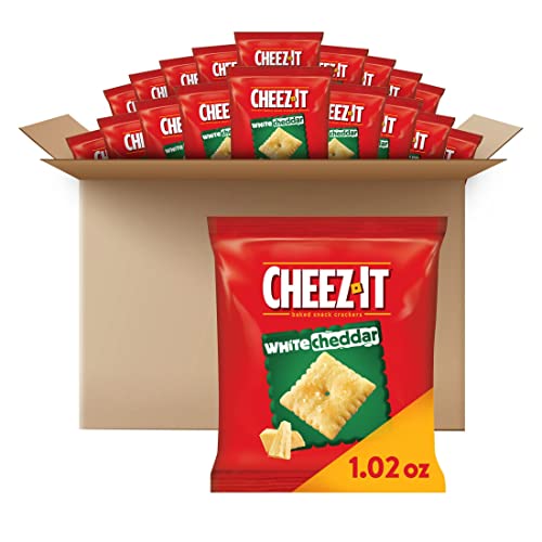 Cheez-It Cheese Crackers, Baked Snack Crackers, Lunch Snacks, White Cheddar (40 Packs) - 40ct White Cheddar - 1.02 Ounce (Pack of 40)