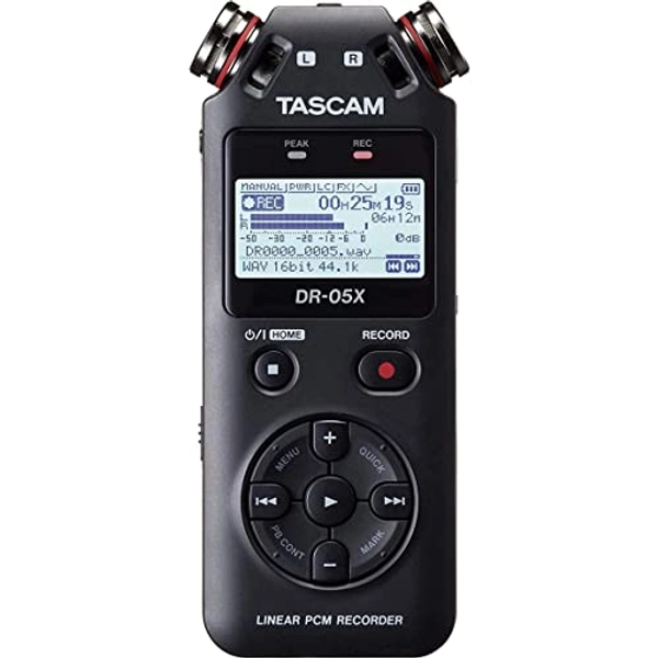 Tascam DR-05X Stereo Handheld Digital Audio Portable Recorder and USB Audio Interface, Pro Field, AV, Music, Dictation Recorder