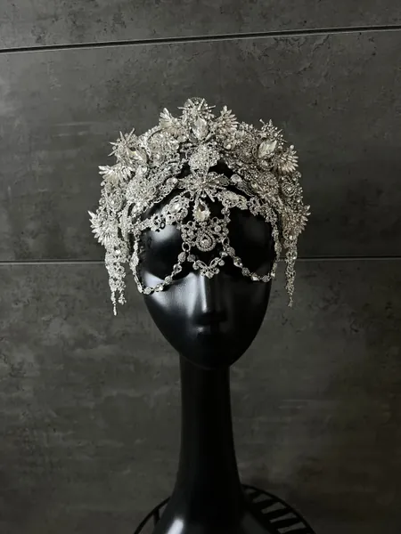 Halo crown~Silver crown~Silver headpiece ~Wedding headpiece~Crystal  headpiece