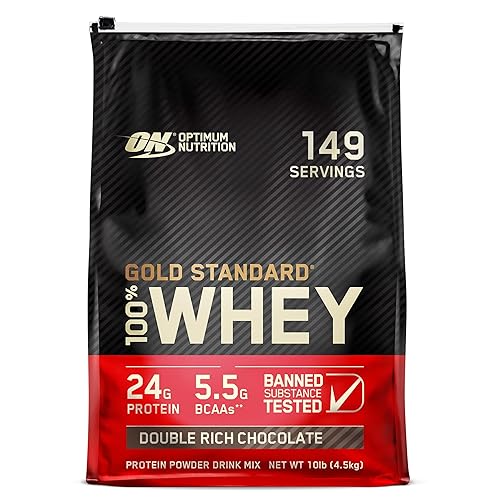 Optimum Nutrition Gold Standard 100% Whey Protein Powder, Double Rich Chocolate, 10 Pound (Packaging May Vary) - Double Rich Chocolate - 10 Pound (Pack of 1)