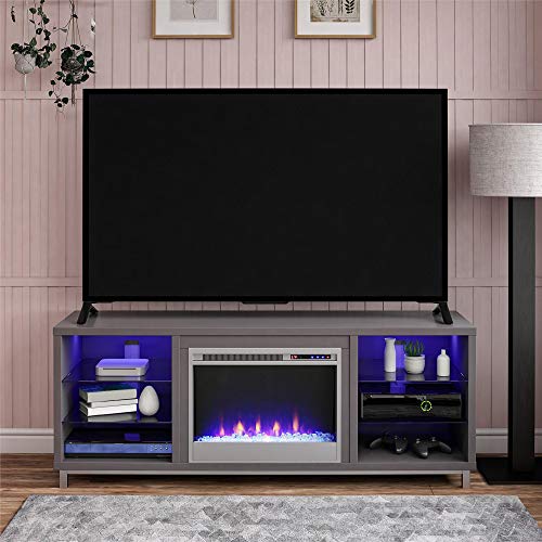 Ameriwood Home Lumina Fireplace Stand, TVs up to 70", Graphite Gray - Graphite Gray - 70" Fireplace