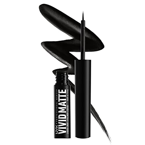 NYX PROFESSIONAL MAKEUP Vivid Matte Liquid Liner, Smear-Resistant Eyeliner with Precise Tip - Black - 01 Black