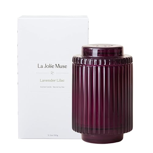 LA JOLIE MUSE Candles for Home Scented, Lavender Lilac Scented Candle, Natural Soy Wax, Luxury Jar Candles for Women, 80 Hours Long Burning, 12.3oz - Lavender Lilac - Classic Size