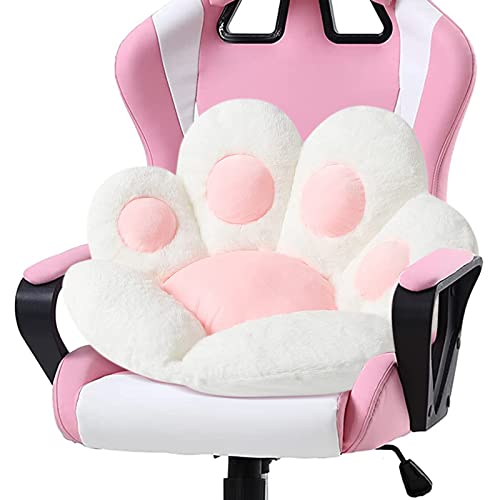 Ditucu Cat Paw Cushion Kawaii Chair Cushions 27.5 x 23.6 inch Cute Stuff Seat Pad Comfy Lazy Sofa Office Floor Pillow for Gaming Chairs Room Decor White - White-1 - Small (Pack of 1)