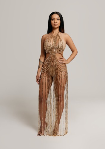 Cleopatra Luxury Gold Chain Cover Up Dress