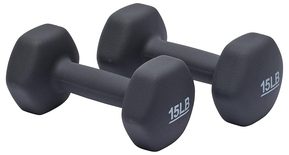 Amazon Basics Neoprene Dumbbell Hand Weights - 15 Pound, Pair