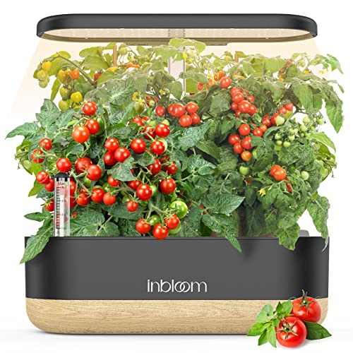 12 Pods Hydroponics Growing System Indoor Garden with LED Grow Light and Pod Kit, Plants Germination Kit with 4.2L Water Pump Accelerate, Height Adjustable, Gardening Gifts for Women, Black - Black