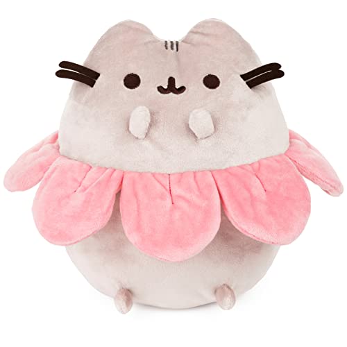 GUND Pink Flower Petals Pusheen Plush Stuffed Animal Cat, Gray and Pink, 9.5”