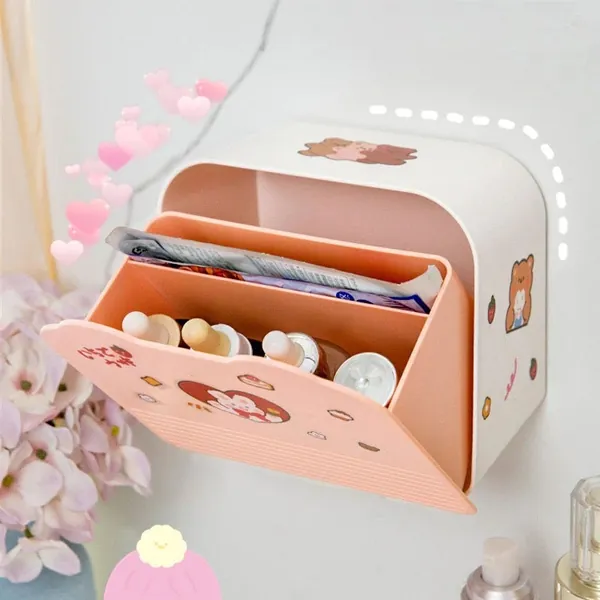 Kawaii Cute Mask Holder Storage Case, Wall Organizer, Desk Organizer, Kawaii Desk, container for mask, waterproof mask case