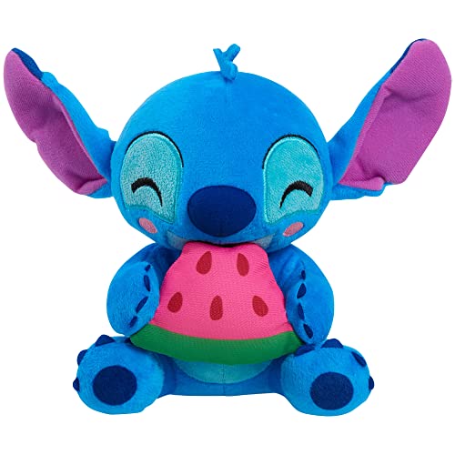 STITCH Disney Small Plush Stitch and Watermelon, Stuffed Animal, Blue, Alien, Officially Licensed Kids Toys for Ages 2 Up by Just Play - Stitch & Watermelon
