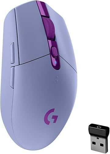 Logitech G305 LIGHTSPEED Wireless Gaming Mouse, Hero 12K Sensor, 12,000 DPI, Lightweight, 6 Programmable Buttons, 250h Battery Life, On-Board Memory, PC/Mac - Lilac - Lilac - Mouse