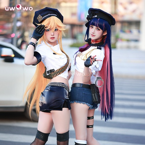 Uwowo Collab Series:  Panty & Stocking With Garterbelt  Panty Stocking Angel Police Uniform Cosplay Costume | 【Pre-sale】Panty / M