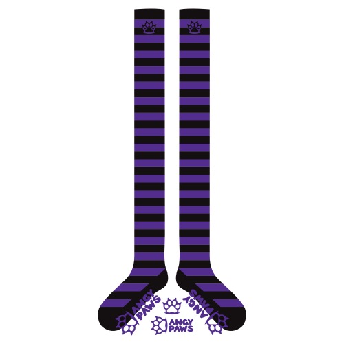Purple vs Black Slim Thigh High Sockies
