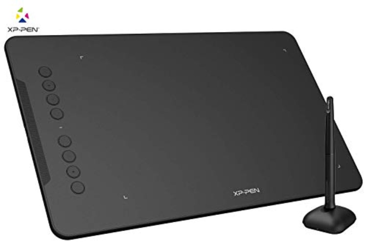 XPPen Deco 01 V2 Graphics Tablet 10x6.25 Inch Drawing Tablet 8192 Levels Pressure Battery-Free Pen with Tilt Function Android/Chromebook Supported Online Teaching Tablet Black - Black