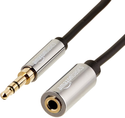 Amazon Basics 3.5mm Male to Female Stereo Audio Extension Adapter Cable - 6 Feet - 6 Feet 1-Pack Adapter Cable