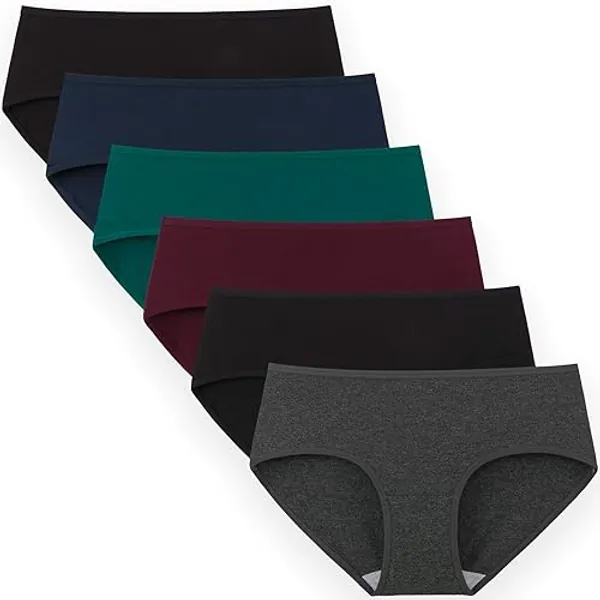 INNERSY Womens Underwear Cotton Hipster Panties Regular & Plus Size 6-Pack - Large - Dark Vintage