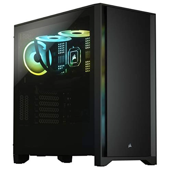 Corsair 4000D Tempered Glass Mid-Tower ATX Case - Cable Management System - Spacious Interior - Two Included 120 mm Fans - Black