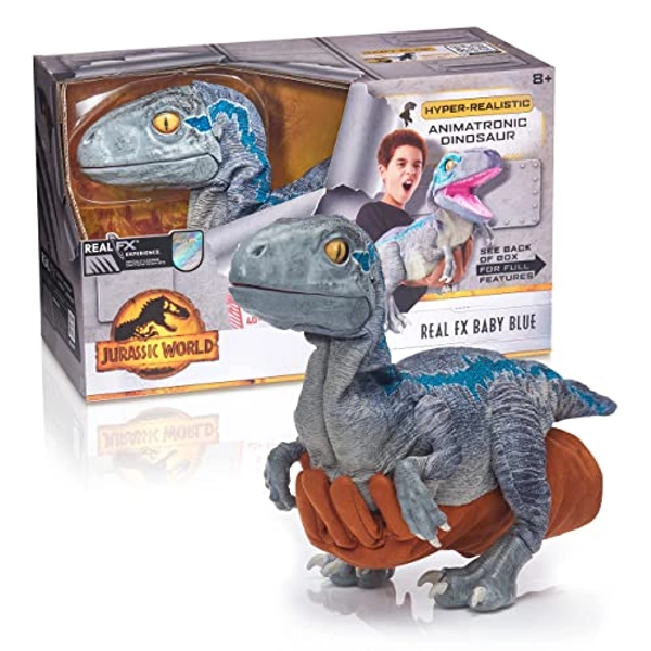 WOW! STUFF - Jurassic World REAL FX Baby Blue Dinosaur Toy, Hyper-Realistic Animatronic Dinosaur, Life-Like Movements and Real Movie Sounds, Jurassic World Dominion Official Toys, Ages 7,8,9 to adult