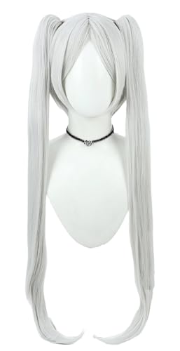 TEDPRBGE Anime Cosplay Wig Frieren Cosplay Wig Silver Hair Wig with Bangs Long Straight Hair Wig with Double Ponytails Heat Resistant Synthetic Hair Wigs Halloween Costumes Wig (Frieren) - Frieren