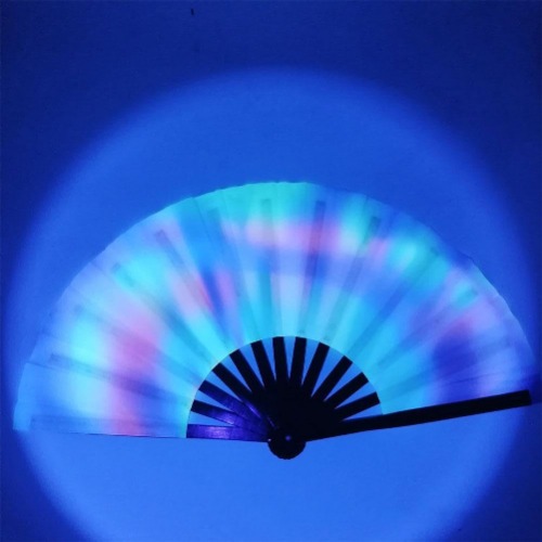 Folding Fan Led Fan Light Up Hand Fan,Glow Large Rave Bamboo Folding Clack Hand Fan for men/women,Handheld Fan for Music Festival,Club,Event,Party,Dance Decoration - B