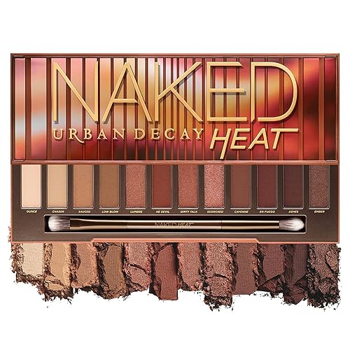 Urban Decay Naked Heat Matte Eyeshadow Palette - 12 Versatile Copper Eyeshadow Shades with Rich, Velvety Texture - Includes Eyeshadow Brush + Makeup Mirror - Vegan & Cruelty-Free Formula - Naked Heat