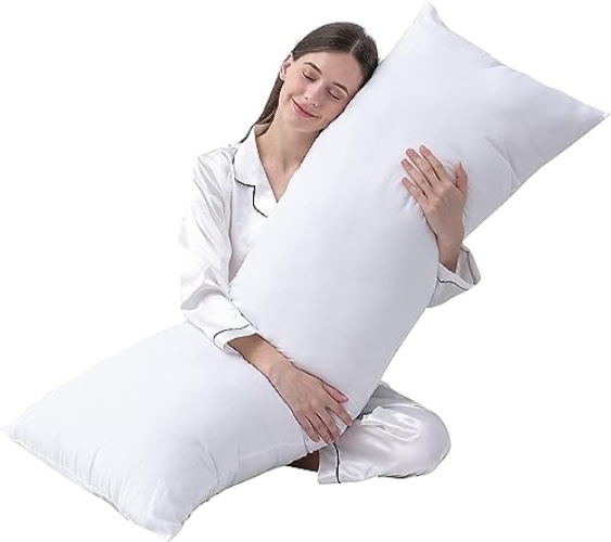 DOWNCOOL Large Body Pillow Insert- Breathable Full Body Pillow for Side Sleeper - Soft Long Bed Pillow for Adults - 20 x 54 inch - White - Insert