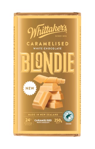 Whittaker's Blondie - Finest Caramelized White Chocolate 250g- 24% Cocoa - Ethically Crafted & Pure, Candy Bar - 100% Rainforest Alliance Certified