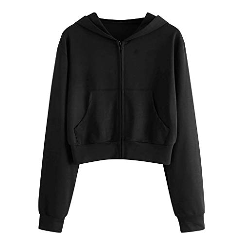 Cropped zipped hoodie - Black