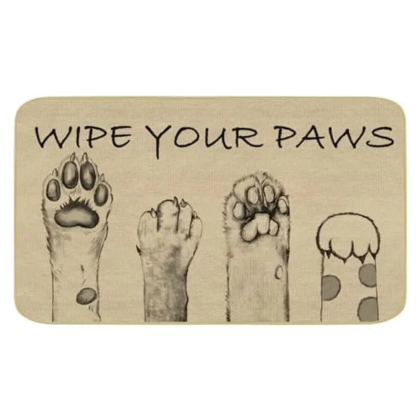 comfoyar Door Mat, WIPE YOUR PAWS Mat Outdoor, Rubber Non-slip Sole, Easy Cleaning Doormat, Door Rug for Entry, Patio, Garage, 30"x 17"