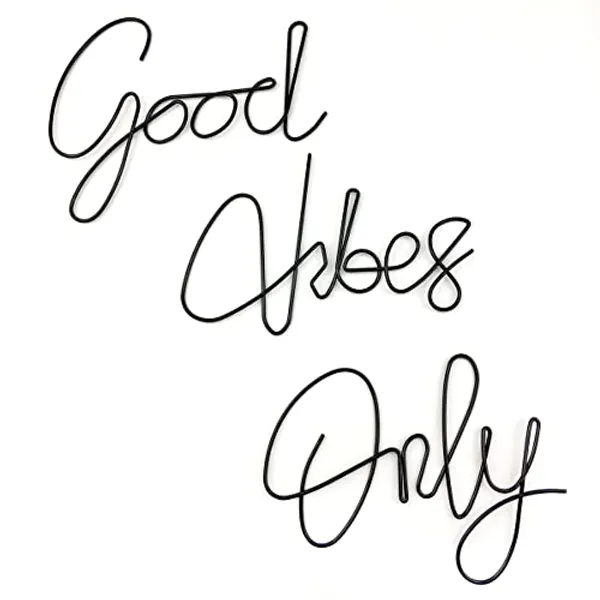 Marynee Good Vibes Only Wall Decor Signs Metal Letters Wall Decor Inspirational Wall Decals for Room Office Home Wall, 9x6 Inches, Black